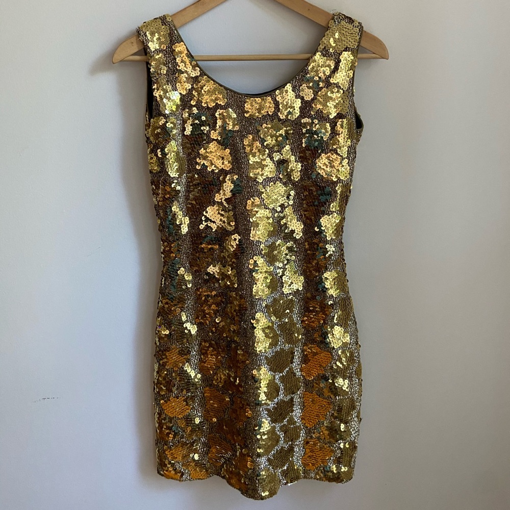 Unreal vintage sequin gold mini dress